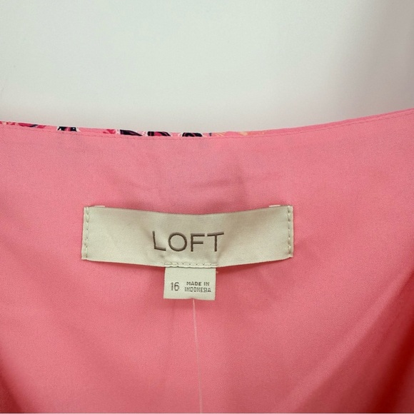 LOFT Paisley Corset Seamed Flare Summer Dress in Pink Multi Size 16 - Picture 8 of 15